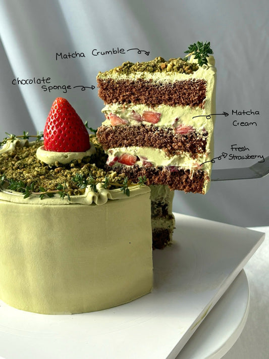 Matcha forest cake (Matcha+Chocolate+Strawberry) / low GI, sugar, gluten, multigrain